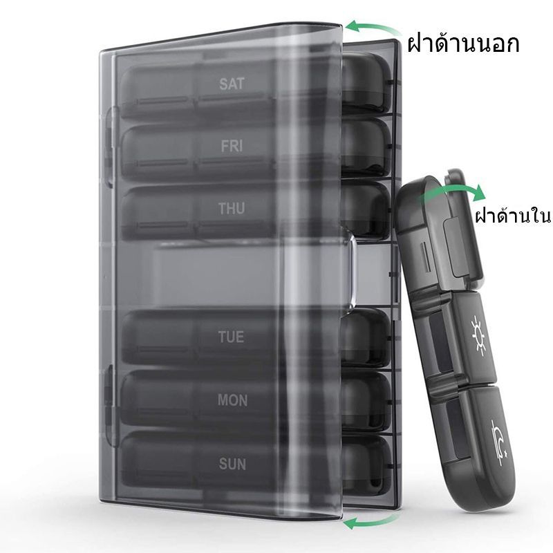 กล่องเก็บยา กล่องยา 7 วัน ขนาดเล็ก พกพาสะดวก กล่องแบ่งยา พลาสติก กันแสง จุของได้เยอะ เหมาะกับเดินทางและใช้งานประจำวัน - รูปที่ 2
