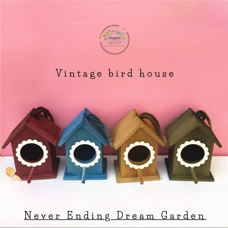 Vintage bird house บ้านนก ตกแต่งสวน อุปกรณ์ตกแต่งสวน