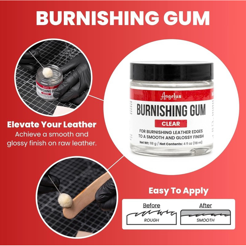 สีทาขอบหนัง Angelus Burnishing Gum Leather Edge Finish Clear | Turns Leather Edges to Smooth & Gloss