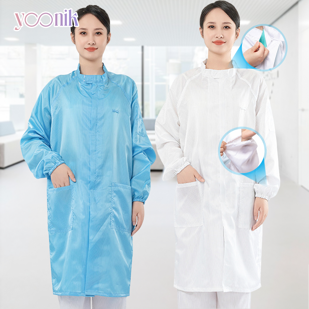 Yoonik ชุดคลีนรูม กันฝุ่น ใช้ซ้ำได้ ใส่สบาย ไม่ร้อน ชุดป้องกันไฟฟ้าสถิตย์ สามารถซักได้