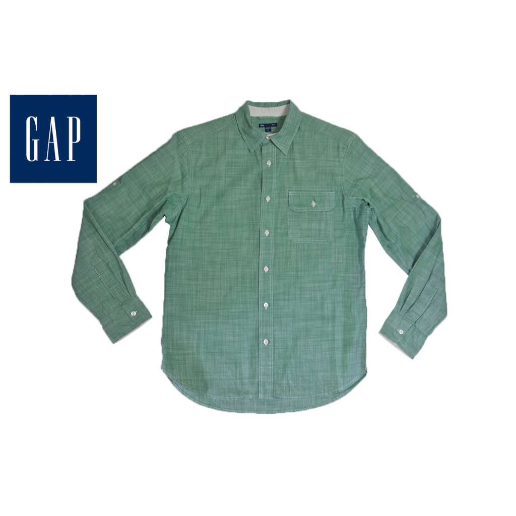 เสื้อเชิ้ตแขนยาว GAP สีเขียว (M 42)