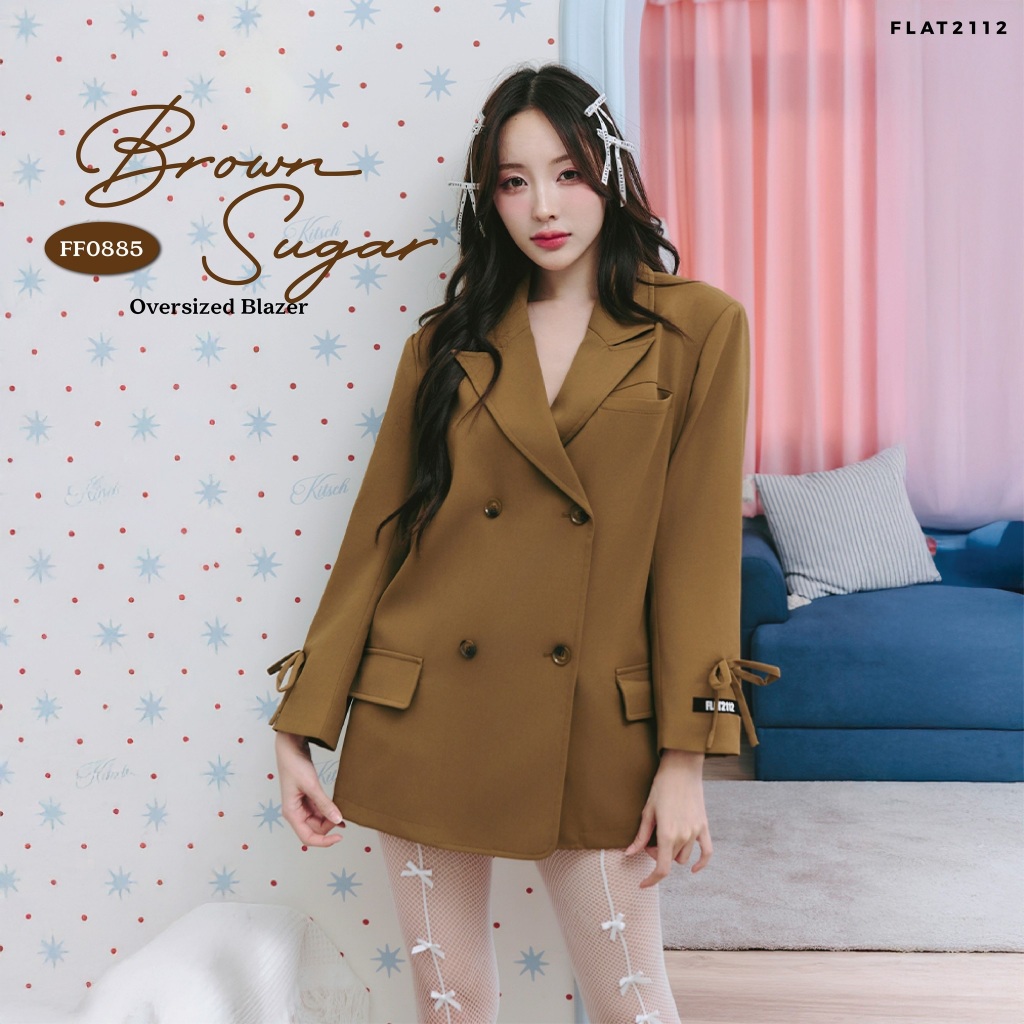FLAT2112 FF0885 : BROWN SUGAR OVERSIZED BLAZER เบลเซอร์ เสื้อคลุม แฟชั่นผู้หญิง ชุดออกงาน