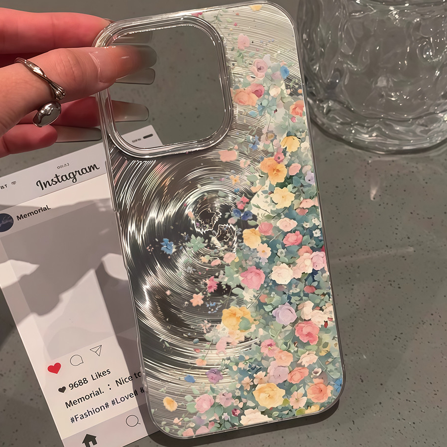 เคสไอโฟน13 16 ลายดอกไม้น้ำวน เคส For IPhone 11 13 12 14 15 16 Pro Max IP 8P 7P Plus X XR XS Max SE กันกระแทก เคสมือถือ