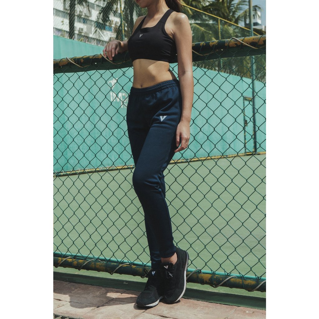 กางเกงวอร์ม VOLT -  Neutron 001 Essentials Deep Blue สีกรม กางเกงเข้ารูป แห้งไว ออกกำลังกาย ฟิตเนส