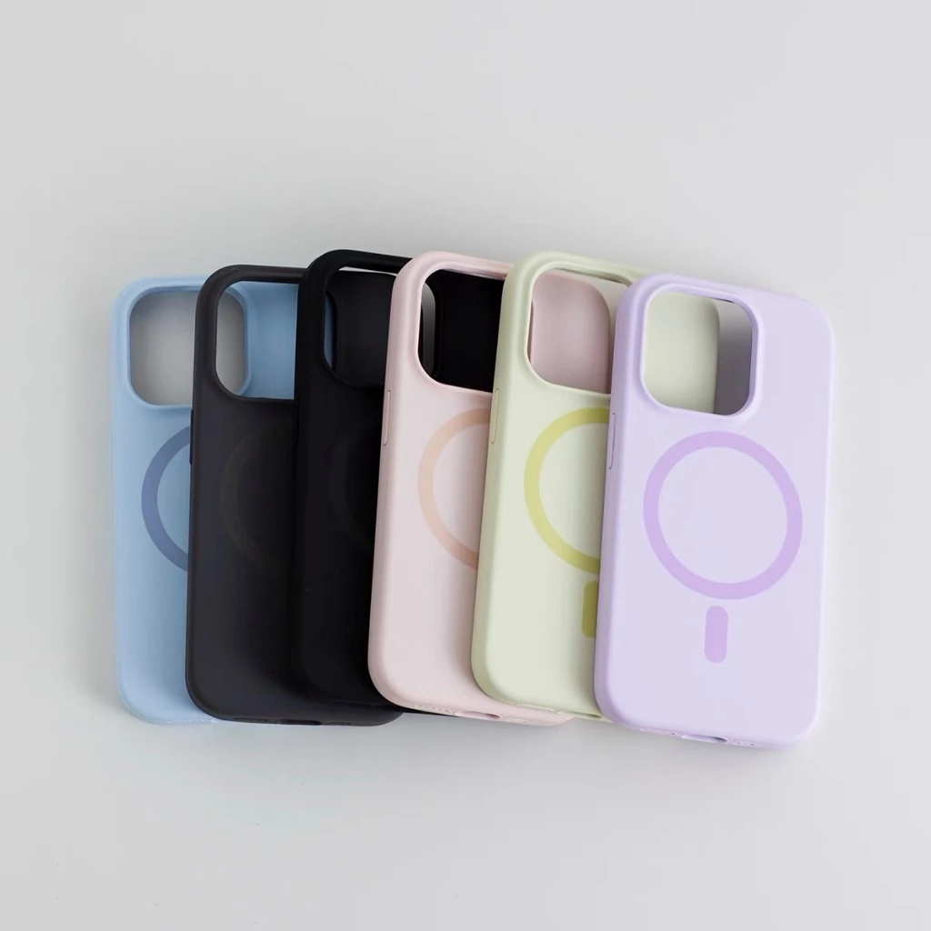 ใหม่ ราคาถูก งานกำมะหยี่ เคสซิลิโคนชาร์จไร้สายวงแหวนแม่เหล็ก for iPhone 7plus 11/12/13/14/15/16/Pro/max 16Promax 16plus