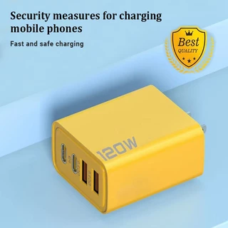 อะแดปเตอร์ชาร์จโทรศัพท์มือถือ 4-in-1 USB Type C QC 3.0 120W เครื่องชาร์จผนัง USB C 4 พอร์ตสถานีชาร์จแบบพกพา