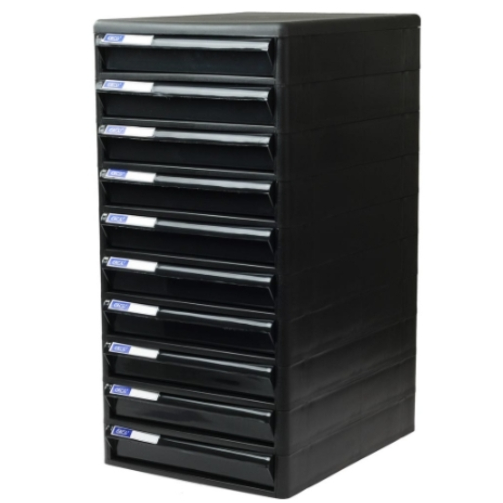 Orca ตู้เอกสาร CBN-10 โครงดำทึบ 10 ชั้น ลิ้นชักดำทึบ ใส่กระดาษ A4 ได้ ตู้เอกสารสำนักงาน