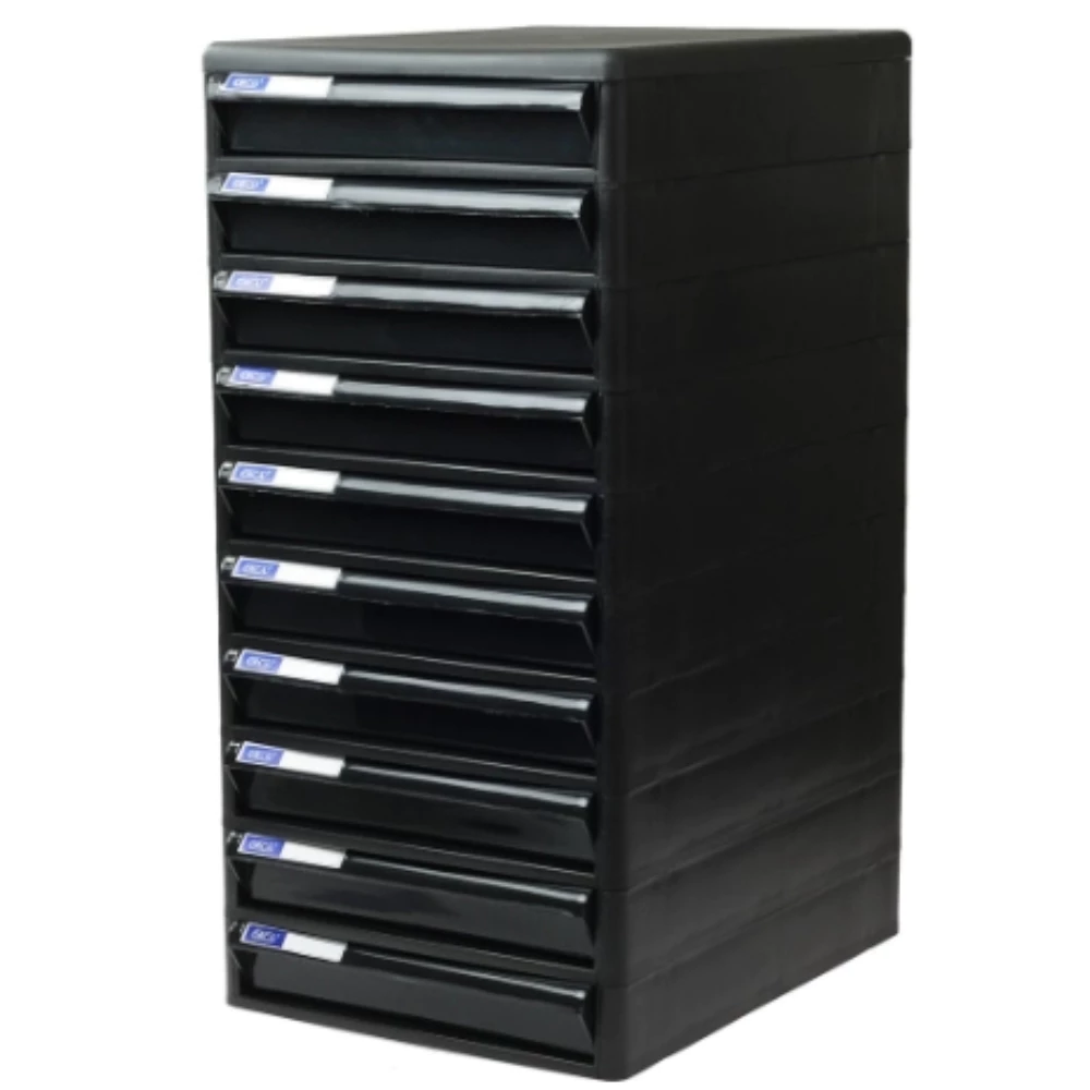 Orca ตู้เอกสาร CBN-10 โครงดำทึบ 10 ชั้น ลิ้นชักดำทึบ ใส่กระดาษ A4 ได้ ตู้เอกสารสำนักงาน