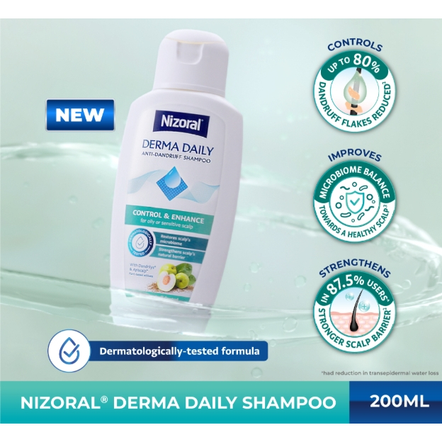 Nizoral Derma Daily แชมพูสูตรสำหรับผม และหนังศีรษะ มัน บอบบาง  แชมพูทำความสะอาดเส้มผม สำหรับผู้ที่มี