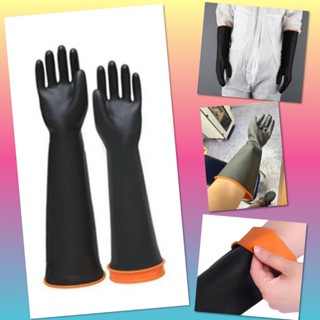 🌈 ถุงมือยาง ถุงมือ ยาว หนาพิเศษ ถุงมืออุตสาหกรรม กันแดด กันล…