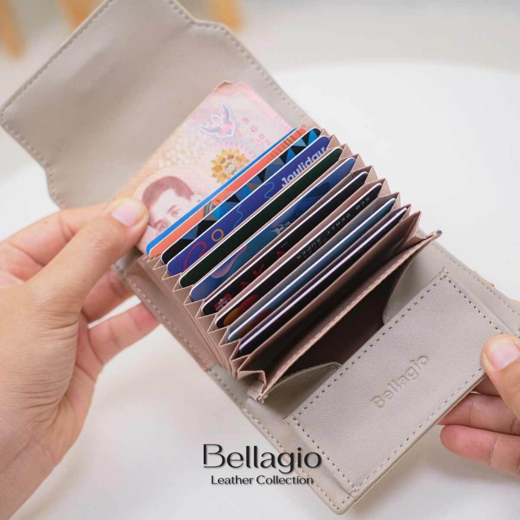 Bellagio รุ่น Chloe Wallet กระเป๋าสตางค์/เก็บบัตร หนังวัวแท้พรีเมียม (กระดุมแม่เหล็ก)