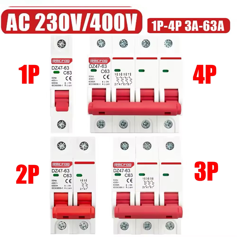 เบรกเกอร์ Breaker สวิตซ์ เบรกเกอร์ เบรคเกอร์ ตู้ไฟ คัทเอาท์ เบรกเกอร์วงจรขนาดเล็ก เบรกเกอร์บ้าน 1P 2P 3P 4P RMCFOO