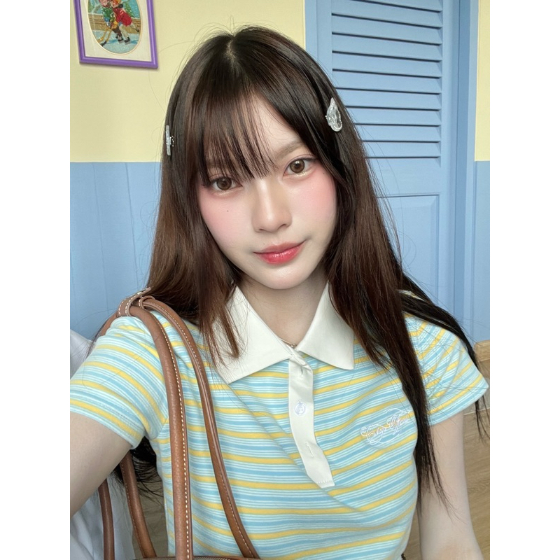 Cintage♡ CT2053 แขนสั้นคอปกลายทางmuse8949   #เพิ่ม