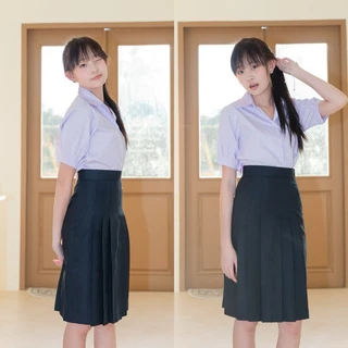 กระโปรงนักเรียนทรงแคบ สีกรมเข้ม-สีดำ ยาว22-26 ตีเกร็ด5.5นิ้ว ผ้ามันดีวาย กระโปรงนักเรียน (มีบิลให้)