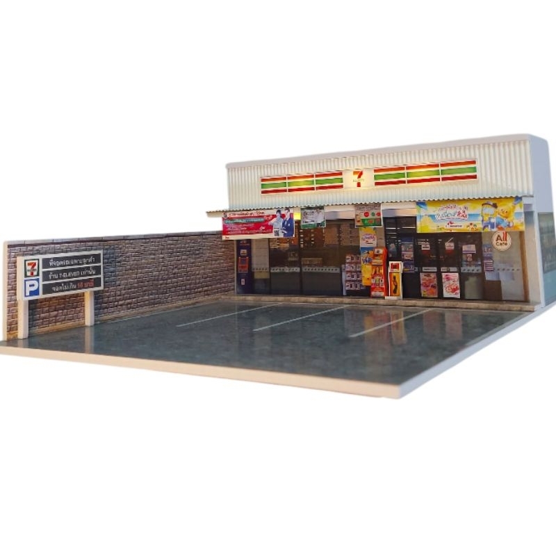 🏪โมเดลร้านสะดวกซื้อเซเว่นพร้อมลานจอด มี 3 แบบให้เลือก สเกล 1/64 - รูปที่ 7