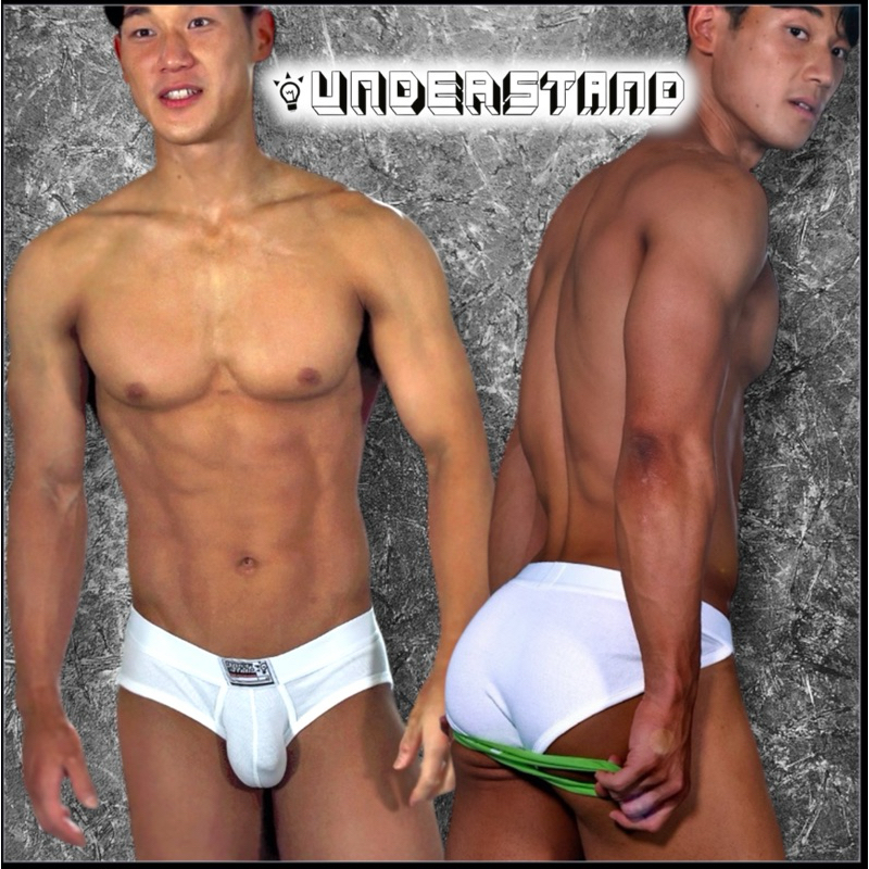 (พร้อมส่ง) กางเกงในชาย Understand Brief สีขาว ผ้าริ้ว size S-L