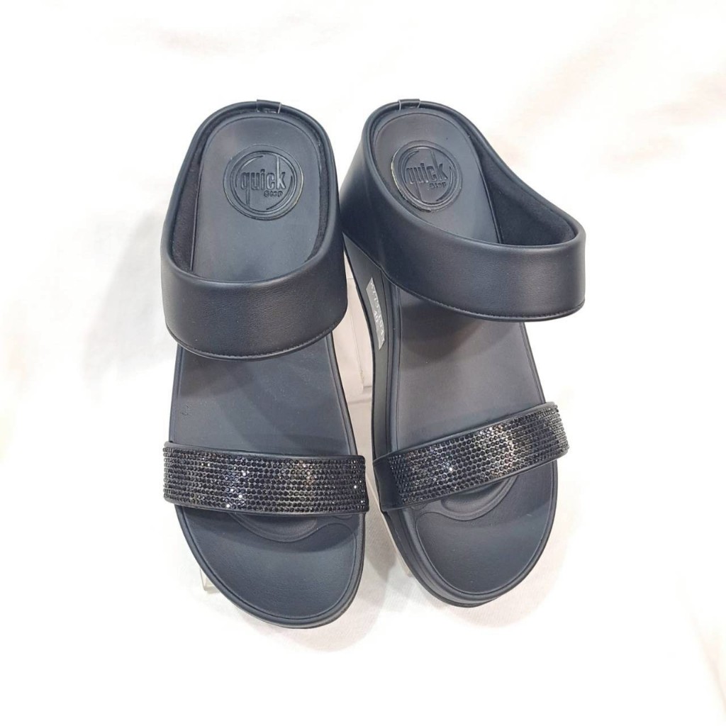 [New] Quick ทรงสวยขายดี อัพเกรดพื้นใหม่ ใส่สบายกว่าเดิม แถบเพชรแมตสีรองเท้า งานตัดเย็บช่างไทย น่าใช้