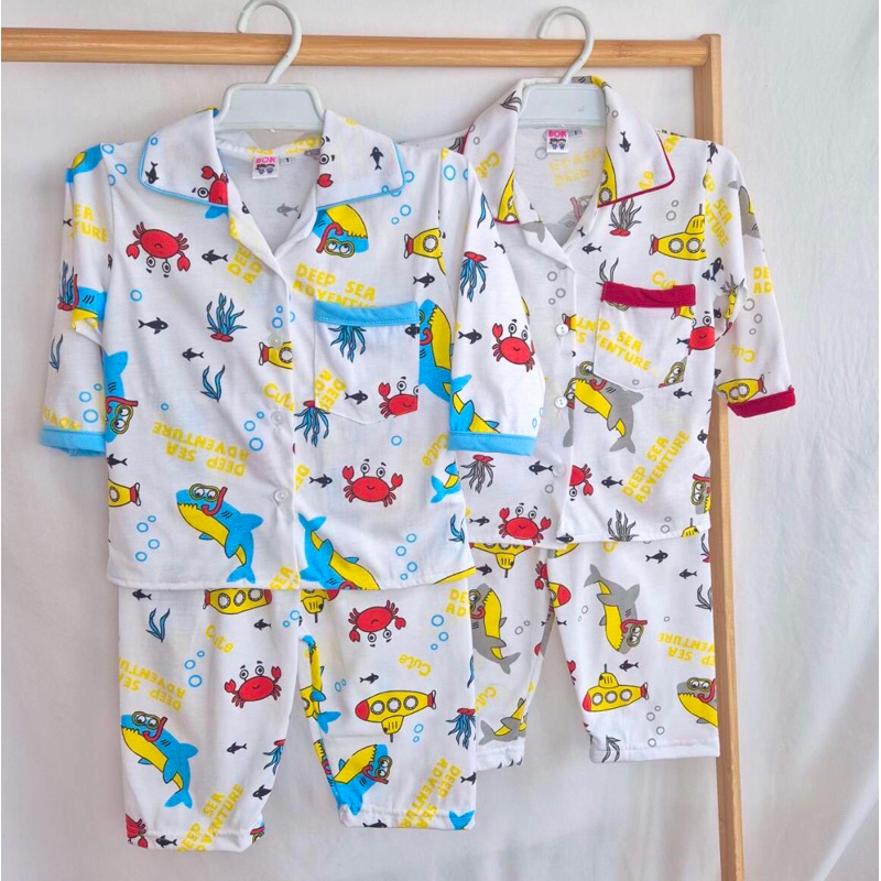 ชุดนอนเด็กลายฉลาม ขาสั้นแขนสั้น ขายาวแขนยาว