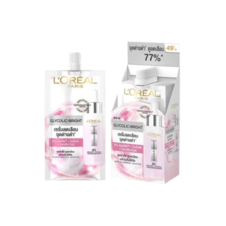 [ 1กล่อง ] L'Oreal ลอรีอัล ปารีส ไกลโคลิค-ไบรท์ แอนไท-ดาร์ก สปอต ไบรท์เทนนิ่ง เซรั่ม ลดเลือนจุดด่างดำ ขนาด 6 มล. x 6 ซอง