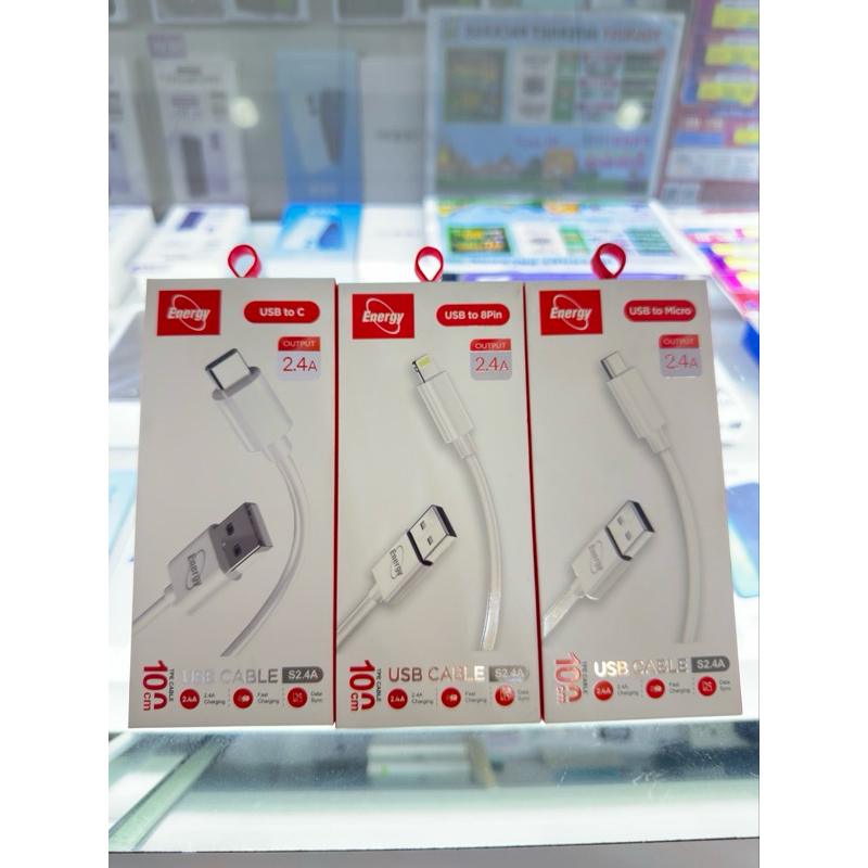 🔥สายชาร์จ energy🔥 usb cable รองรับ fast charging 2.4A micro usb/ type c / 8 pin