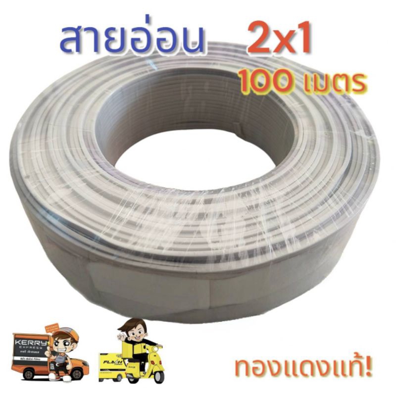 VFF 2x1  สายอ่อน ยาว 100 เมตร ทองแดงเต็ม S