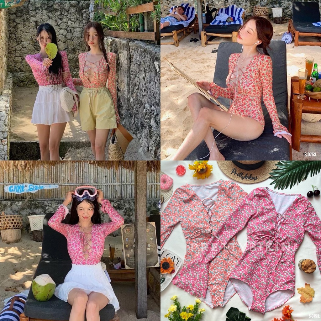 S-0753 ชุดว่ายน้ำ วันพีช แขนยาว ยอมให้กับความสดใสของน้องรุ่นนี้ ลายดอกเล็กๆน่ารักสุดๆไปเลยค่ะ