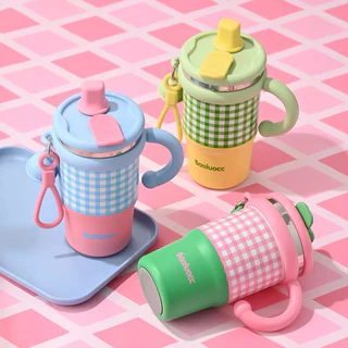 KoKuBa แก้วเก็บความเย็น สีสันสดใส แก้วแก้วแช่เย็นมีด้ามจับ ถ้วยฉนวนสแตนเลส 600ml แก้วสแตนเลส316