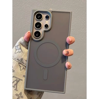 Case S25ultra เคส ผิวด้าน แม่เหล็ก ชาร์จไร้สาย ForSamsung A57 A17 A07 A16 A36 A56 A55 A06 S25 S24 S23 S26 Ultra FE s25fe
