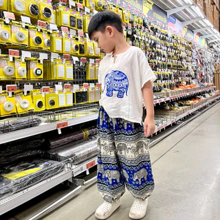 TP010 ส่งด่วน⚡️ ชุดช้างขายาวผ้าสปัน เสื้อ+กางเกง ผ้านิ่มพริ้วใส่สบาย S-2XL ใส่ได้ทั้งชายหญิง