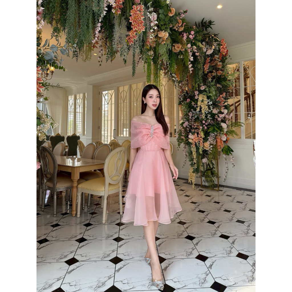 ALC007 ALICIA BRAND ชุดเดรสสั้นแต่งมุ้งเปิดไหล่ [2PM]