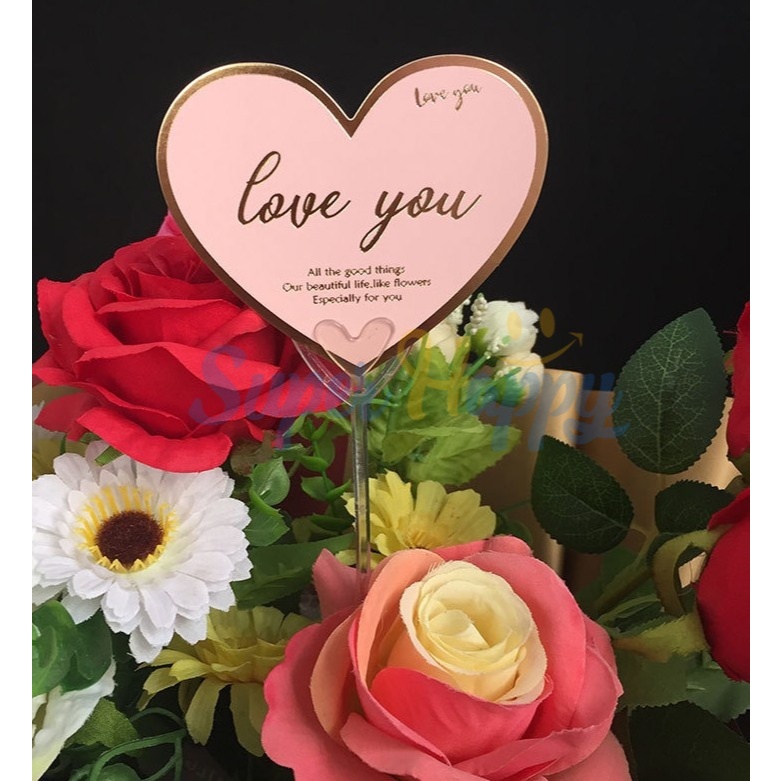 ก้านเสียบการ์ด (ยกห่อ50ก้าน) แบบพลาสติก 34 ซม. วาเลนไทน์ ไม้เสียบการ์ดอวยพรใส่ช่อดอกไม้ - รูปที่ 2