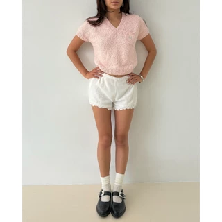 Rally RM V Knitted Crop - เสื้อ Crop แขนสั้นคอวี