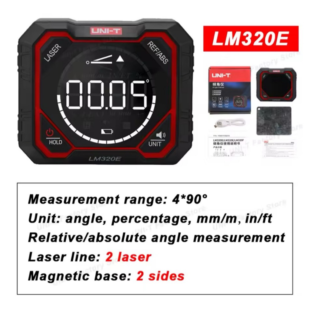 UNI-T 2026 ใหม่UNI-T LM320E Inclinometer Digital Angel Meter 4*90° ด้วยการวัดมุมสัมบูรณ์