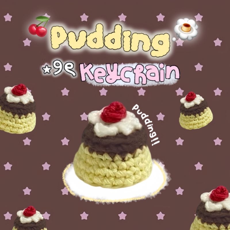✨🍮꒰ พร้อมส่ง ꒱ mini pudding keychain | พวงกุญเเจไหมพรมพุดดิ้ง🍒🍮