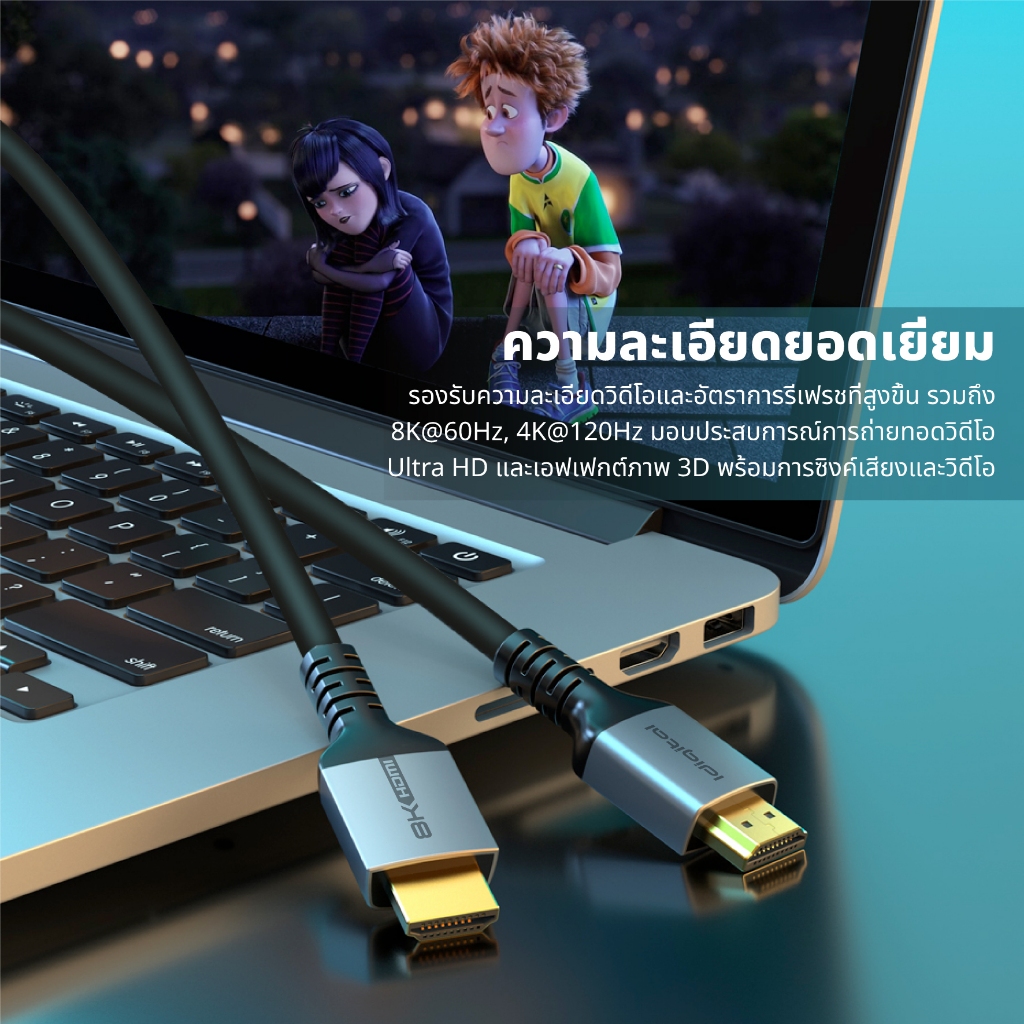 ⚡ส่งจาก กทม⚡Idigital สาย HDMI 2.1 8K Cable, รองรับ 8K 60Hz, 4K 120Hz, 2K 240Hz, ยาว 0.5m-10m, สําหรับ PS4, TV, Switch