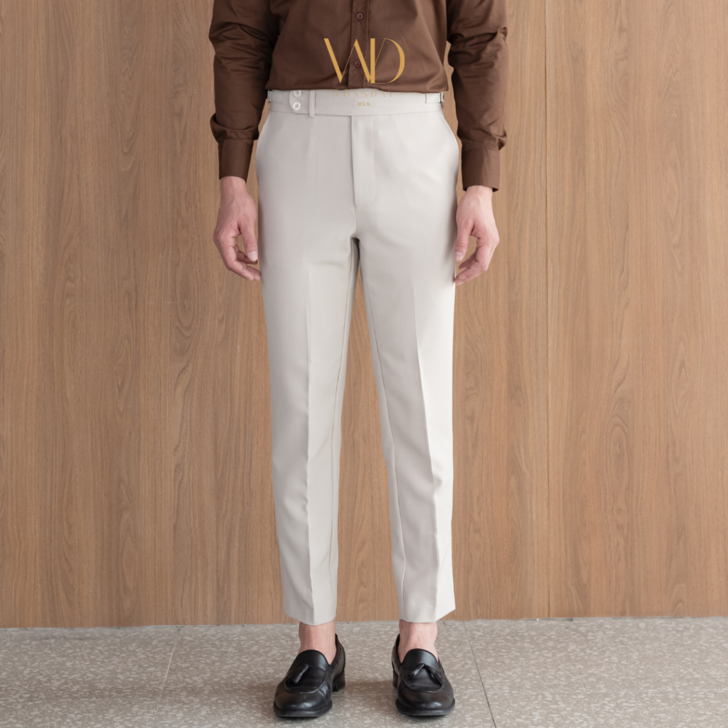 กางเกงทรงเอวสูง ปรับเอวได้ สไตล์อิตาลี เสริมบุคลิก ดูหล่อสง่า - WDNSDAY Tailored Trousers