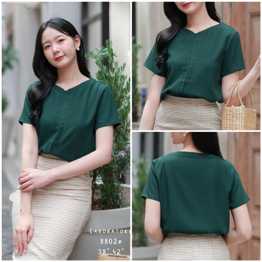 Laboratory 8802-1# เสื้อคอวีป้าน ทรงสั้น แขนสั้น มีไซส์ 36",38",42"