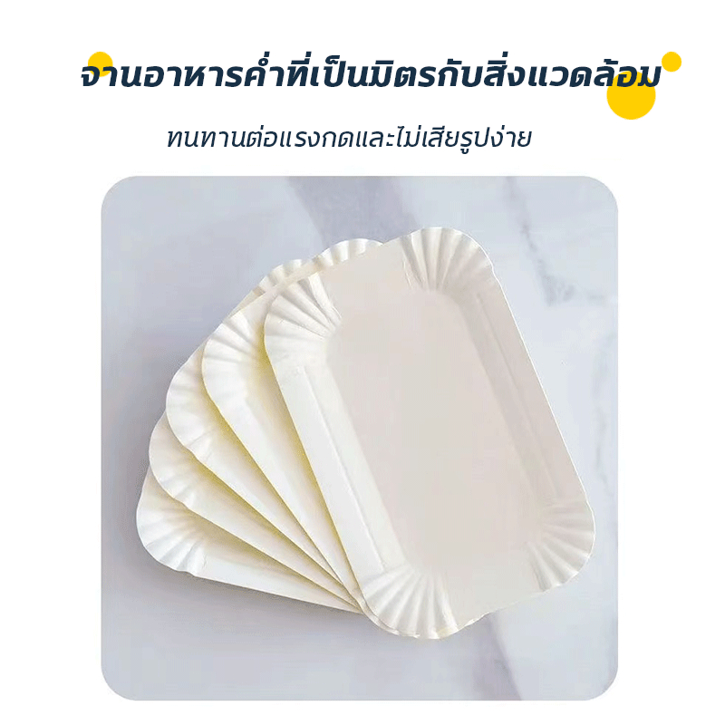 ชุดทานขนมเค้ก10/20/30 ชุด(สำหรับ5คน) (จาน 5 ใบ + ส้อม 5 อัน + มีด 1 อัน)จานใส่อาหาร เข้าไมโครเวฟได้ ย่อยสลายได้ - รูปที่ 3