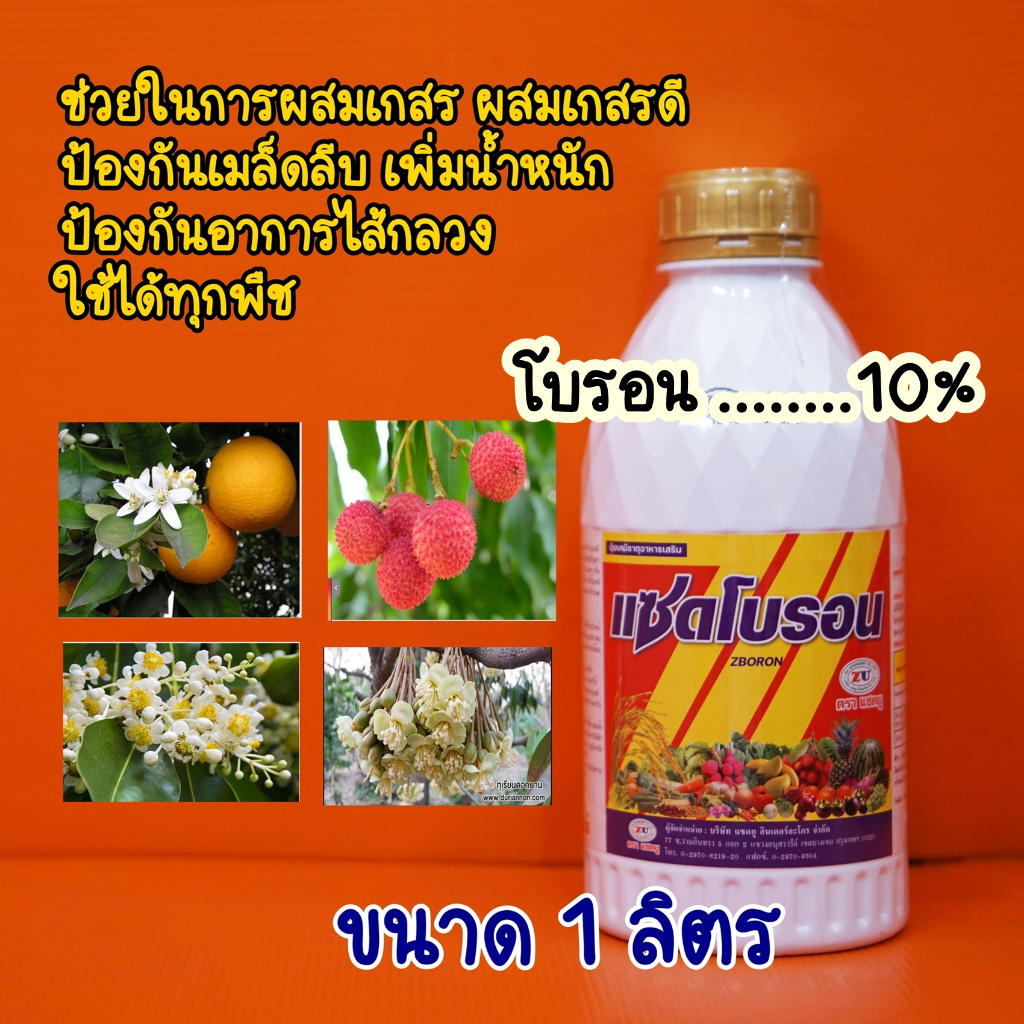 💥ใหม่💥แซดโบรอน  โบรอนเดี่ยว 10% 1ลิตร สร้างดอกและผล ช่วยผสมเกสร ป้องกันเมล็ดลีบ ช่วยให้ดอกสมบรูณ์
