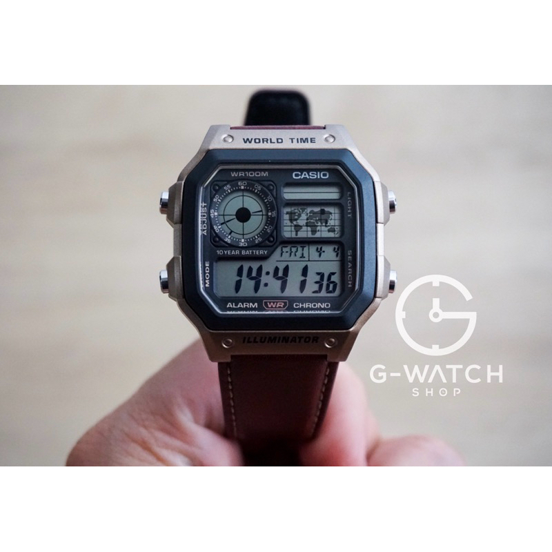 [มีสินค้าพร้อมจัดส่ง] CASIO Digital Leather Strap AE-1200WHL-5AV, AE-1200WHL-5A, AE-1200WHL-5, AE-1200WHL, AE-1200