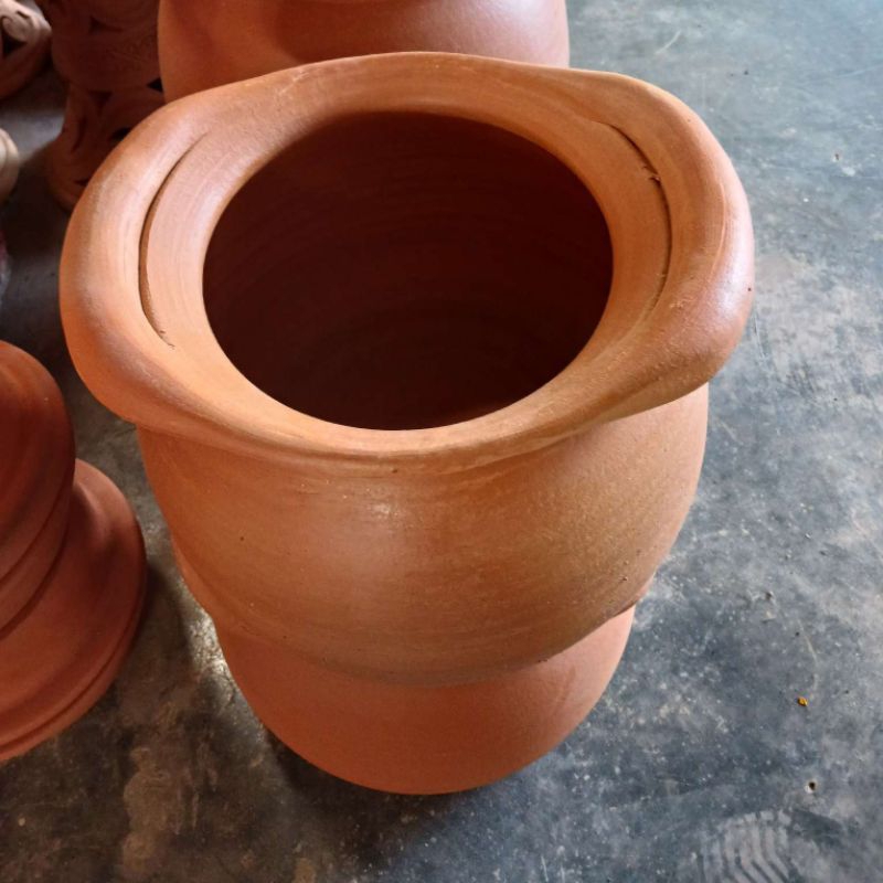 หม้อดินเผามีหูพร้อมฝาปิด  หม้อต้มยา ทำขนม ใส่น้ำยาขนมจีน - รูปที่ 3