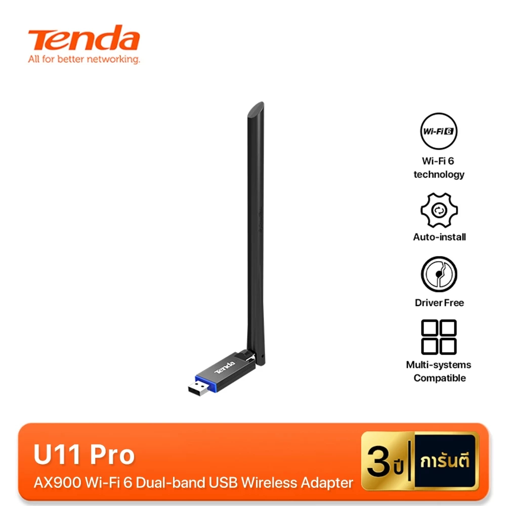 TENDA (U11 Pro) AX900 Dual-band Wi-Fi 6 Wireless USB Adapter Wifi Card Dual Band 6dBi Antenna