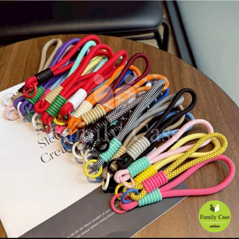เชือกถักสายคล้องโทรศัพท์มือถือ พร้อมแผ่นใสใช้กับเคส ใช้คล้องมือหรือพวงกุญแจก็ได้