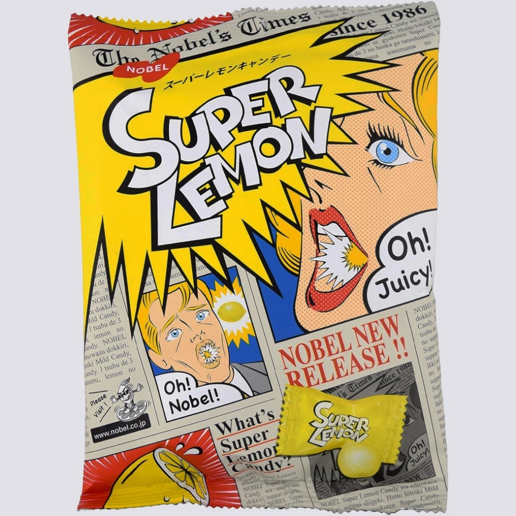 Nobel Super Lemon Hard Candy ノーベル (スーパー レモンキャンディโนเบล ลูกอมซุปเปอร์เลมอน 88g