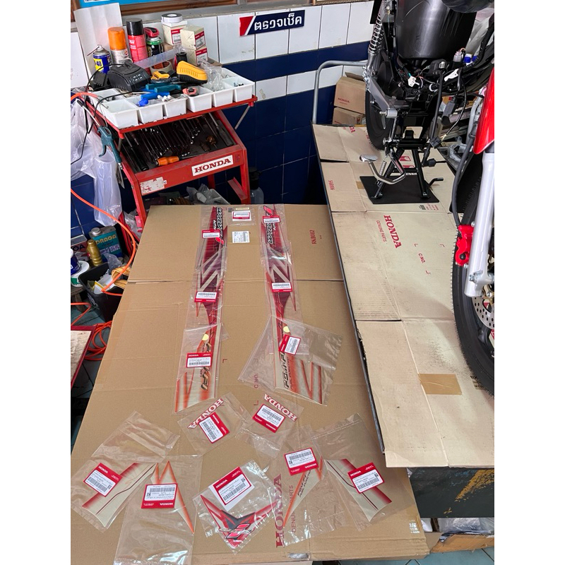 ชุดสติ๊กเกอร์ HONDA Wave125i บังลม สีส้มแดง🟠🔴 (แท้ศูนย์ฮอนด้า)