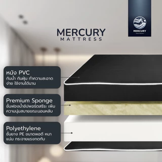 Mercury Mattress ที่นอนยาง PE หนา 6 นิ้ว ทนทาน แข็งแรง กันไรฝุ่น หุ้มหนังPVC กันน้ำ