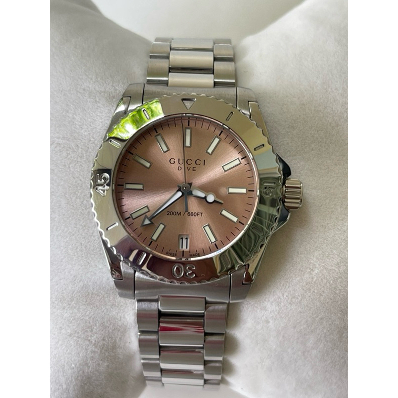 GUCCI Dive 32 mm Women's Watch Brown Dial Quartz Stainless Steel YA136401