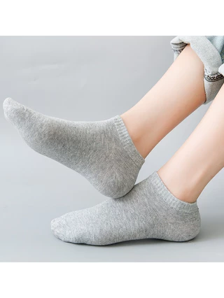 Basic Foot Socks Plain Color Ankle Cotton Socks, Solid Color Black White and Grey for Men and WomenBasic Foot Socks Plai