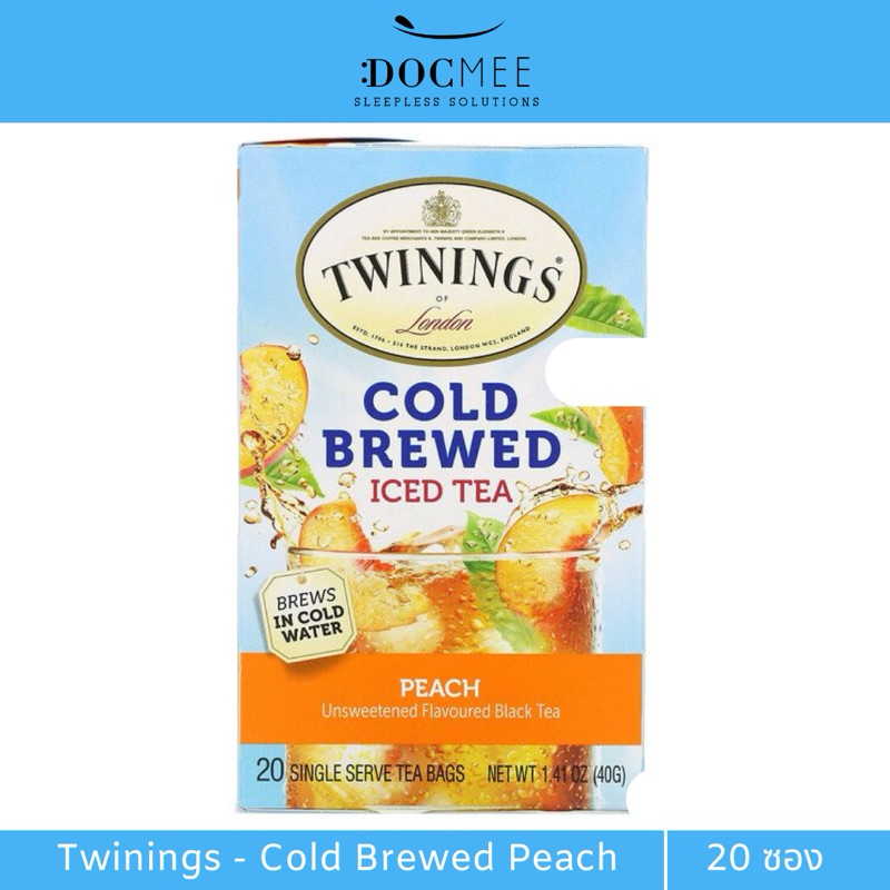 Docmee | ชาเย็น Twinings ชาพีช Cold Brewed Iced Tea, Peach (20 ซอง) หมดอายุ 02/26