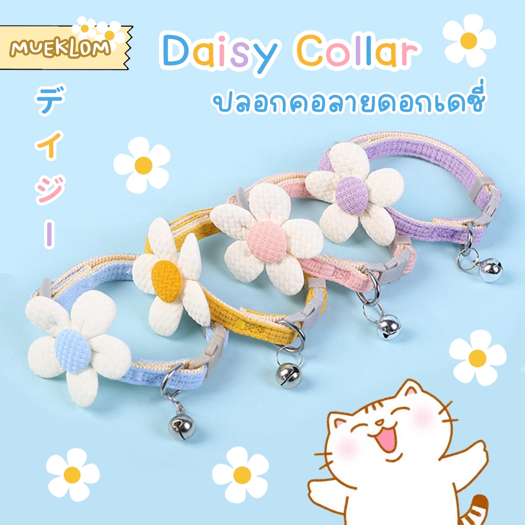 ปลอกคอสัตว์เลี้ยง ปลอกคอแมว ลายดอกเดซี่ 🌼🌼